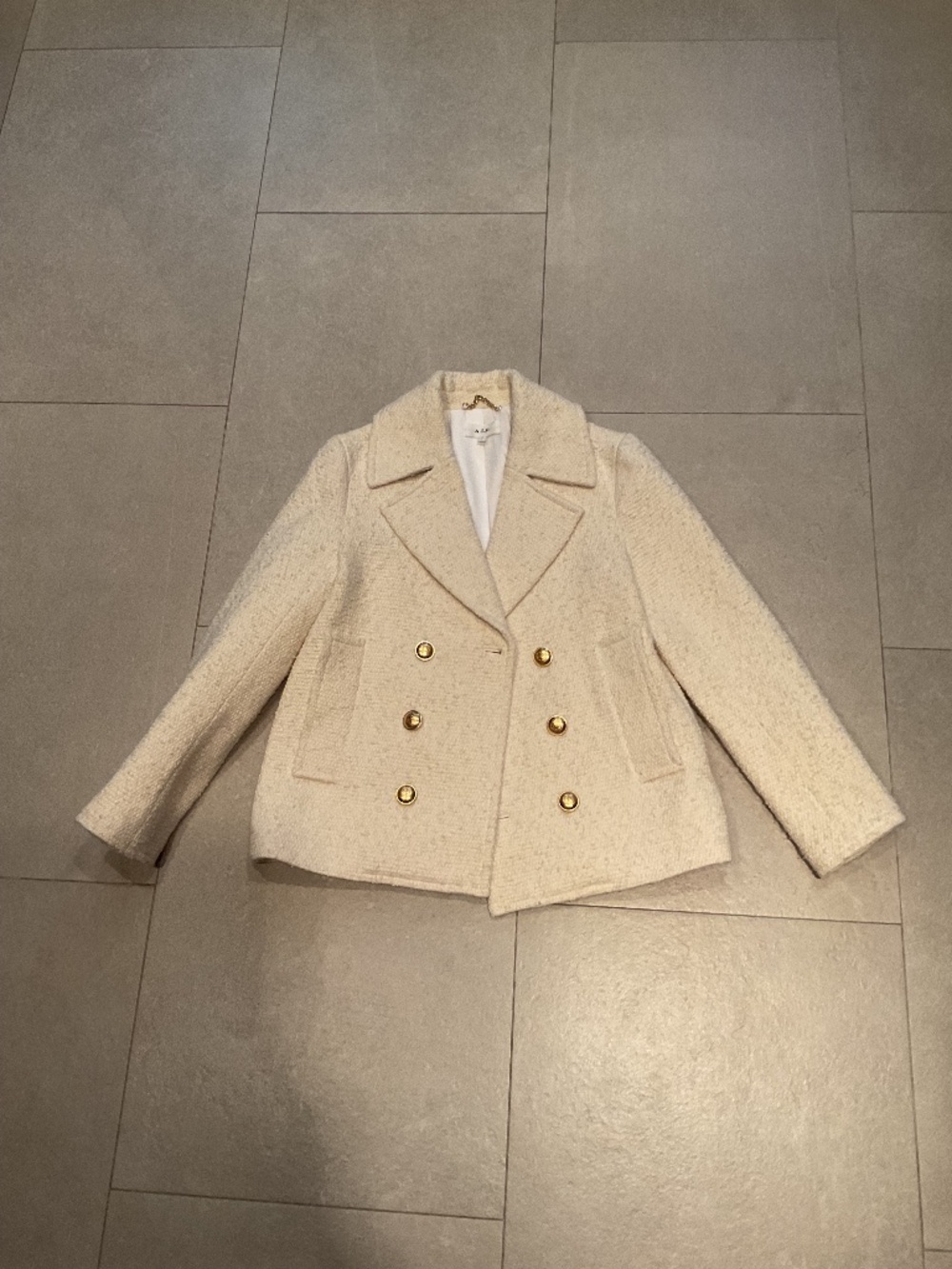 L’Agence Off White Tweed double breasted blazer jacket size 2